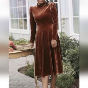 Dainty Jewells Women's 4XL Modest Velvet Dress Victorian Cottage Fairy Midi New